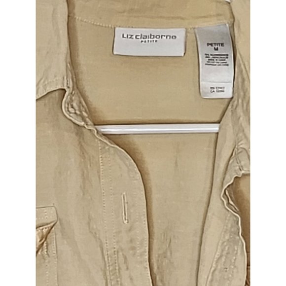 SILK/LINEN Liz Claiborne Petite Medium Tan jacket - Picture 2 of 7